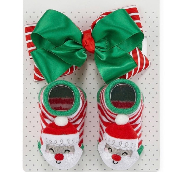 okie dokie Other - Okie Dokie Christmas Headband & rattle Socks 
Baby Girls 2-pc